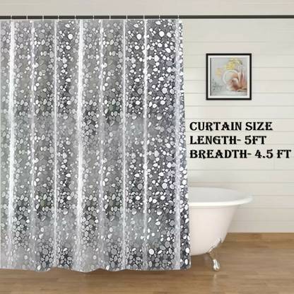 Pop Shade 152 cm (5 ft) PVC Semi Transparent Shower Curtain Single Curtain