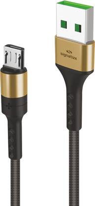 SIGNATIZE Micro USB Cable 4 A 1.2 m 4A Micro USB Data & Charging Cable, Made in India, 480Mbps Data Sync, Strong & Durable 1.5-Meter Nylon Braided USB Cable for Micro USB Devices - (Black)