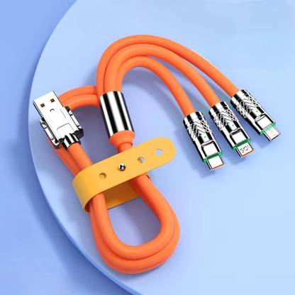 De-Ultimate Multicolor, Orange Multi-Function 120watt 3 in 1 Charger Cable Portable Retractable Fast Charging Phone Converter