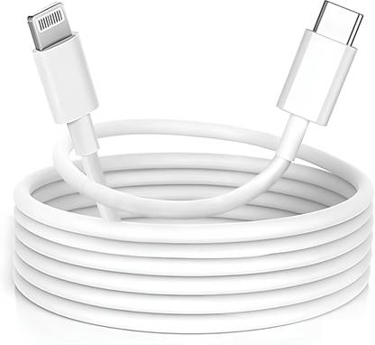 CABTRONICS Lightning Cable 1 m original 6 A 1 m Original quality 20 W PD Fast Charging USB C (Compatible with iPhone 6/6S/7/7+/8/8+/10/11/12/13/14 Pro, & Lightning iOS devices, White, One Cable)