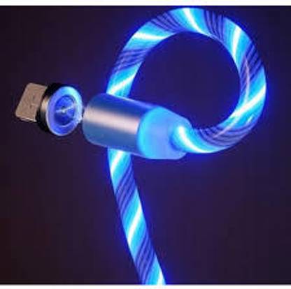 5SUPREME Power Sharing Cable 3 m Magnet Data Cable 3 in 1 Fast Charging Flowing Light Led jki10  (Compatible with Multi - Text, Multicolor, One Cable)
