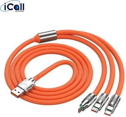 icall 3-in-1 Cable 1.2 m USB 2.4A & 120W Fast Charging Cable, Cell Phone/Computer Fast Statistic Transmission Cable for Android & IOS