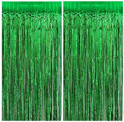 HARDATAR Metallic Foil Fringe pack of 2 Curtains for Decorations - Green, 3 X 6 feet Pack of 2