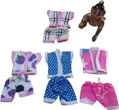 Kanha set of 4 laddu gopal ji cotton nikkar suit/cotton night suit (size 6) Dress