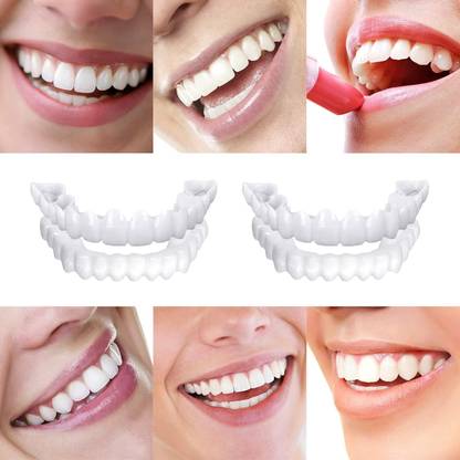 Gorofy Soft Silicone Denture Teeth Veneers Temporary Fake Teeth Lower Bottom Teeth Wipe