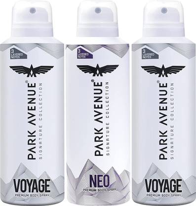 PARK AVENUE Signature Collection Pemium Body Spray for Men, 2 Voyage + 1 Neo, Fresh Deodorant Spray  -  For Men