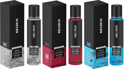 KILLER 3 Combo Pack Storm, Ocean, wave, All-Day Long Lasting Freshness 125G/150ml, Liquid Deodorant Spray  -  For Men