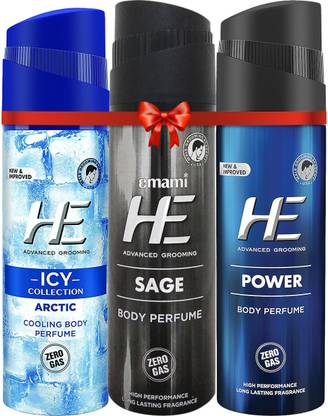HE Deo Arctic + Sage + Power | 120 ML Each Deodorant Spray  -  For Men