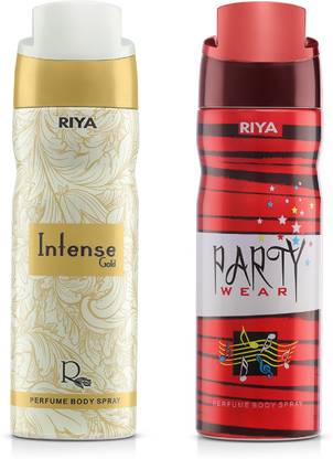 RIYA Intense Gold And Party Wear Body Spray Deodorant Pack Of 2 200 Ml Each Deodorant Spray  -  For Men & Women