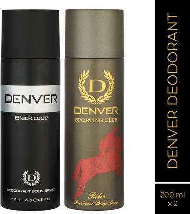 DENVER Black Code & Sporting Club Rider Long Lasting Deodorant Spray  -  For Men