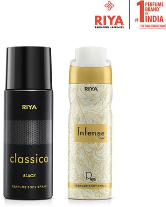 RIYA Classico And Intanse Gold Body Spray Deodorant For Unisex Pack Of 2 Deodorant Spray  -  For Men & Women