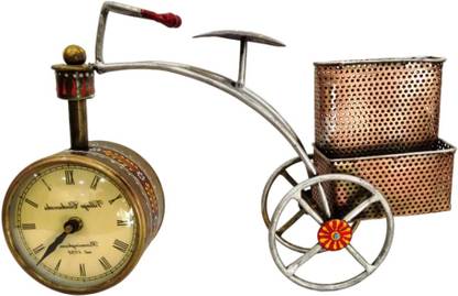 1 Compartments Iron Cycle Clock Metal Pen | Mobile Stand