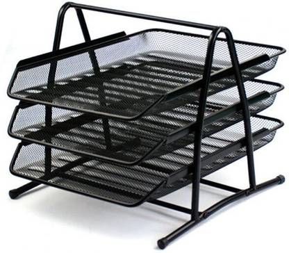 FULLHOUZ 3 Compartments Metal Document Tray or Office File Rack