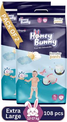 HONEY BUNNY Baby Diaper Pants with bubble top sheet| Extra Soft | 12 Hour protection - XL