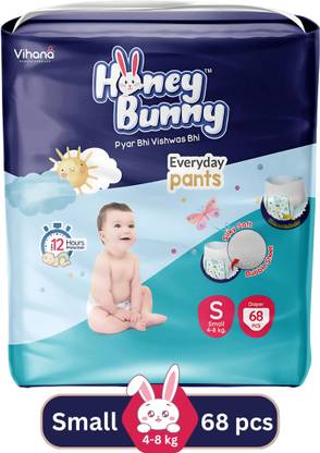 HONEY BUNNY Baby Diaper Pants with bubble top sheet| Extra Soft | 12 Hour protection - S