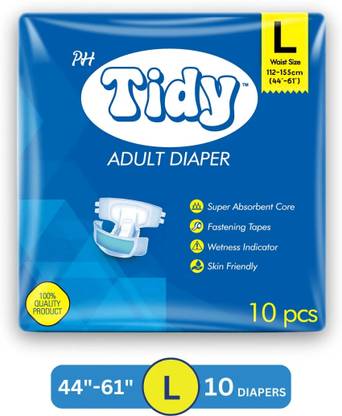 PH TIDY Tape Style Super Absorbent | Unisex | Waist Size (44-61 Inches) Adult Diapers - L