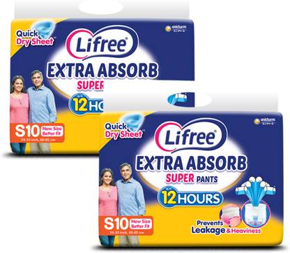 LIFREE Small Size Adult Diapers | 12hr Protection | Breathable & Comfortable Adult Diapers - S