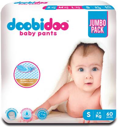 Doobidoo BabyPants Small Size Rash Free Soft Diapers Anti-Leak Highly Absorbent 4-8Kg - S