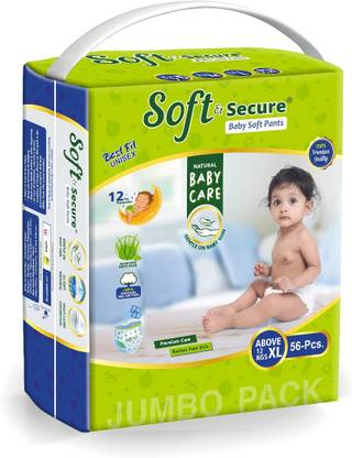soft & secure Baby Diapers Pants Style Jumbo Pack 12-18 Kgs Baby - XL
