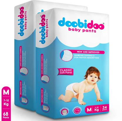 Doobidoo Newly Improved Classic Soft Diaper Anti-Leak Highly Absorbent Baby Pant 7-12Kg - M