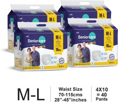 Seniorcare Adult Pull Up Diaper Pants(Waist Size (70-115 Cm | 28 -45 Inch) (10*4 Pcs) Adult Diapers - M - L