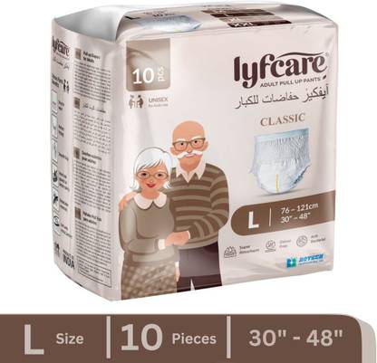 lyfcare Classic Pull-Up Pants | Waist Size (30-48 Inch) Adult Diapers - L