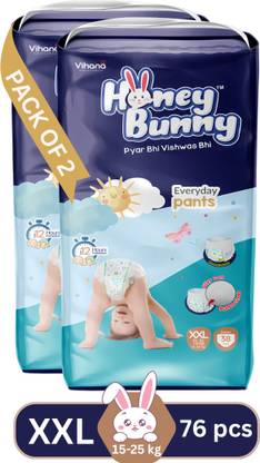 HONEY BUNNY Baby Diaper Pants with bubble top sheet| Extra Soft | 12 Hour protection - XXL