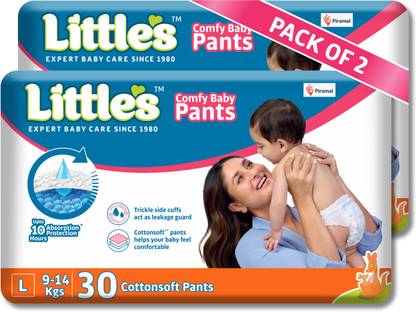 Little's Comfy Baby Pants, Standard, Large, 30 Count With 10 Hours Absorption Protection - L
