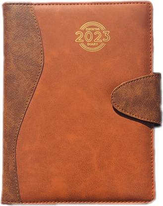 Popla Premium Leather Stylish Executive New Year Diary 2023 With Magnetic Flip 80 GSM A4 Diary Ruled 365 Pages