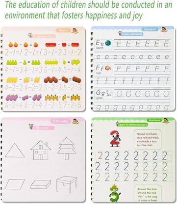 Shopeleven Auto Disappear Ink Pen 3D Grooved Handwriting Book Calligraphy Practice Copybook