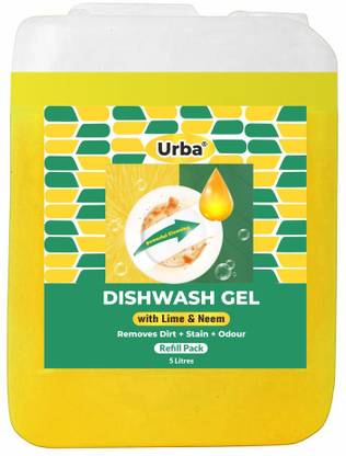 URBA Lime Fresh Dish Wash Liquid Gel | Super Saving Pack | Leaves No Residue, Grease Dish Cleaning Gel