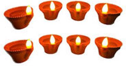 उरेका Festivals, Paani Wala Diya, Lights, Diwali Diya, Diwali, Decorations प्लास्टिक (8 का पैक) टेबल दीया सेट