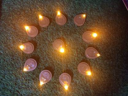 OQUA Water Sensor LED Magic Diya Plastic (Pack of 8) Table Diya Set