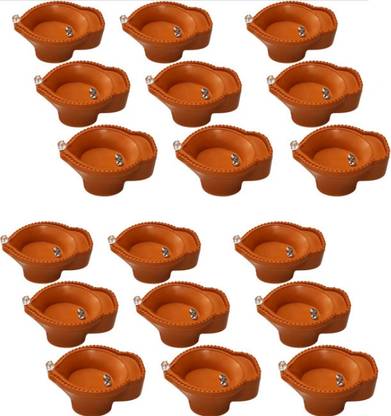 Da Novira Water Sensor Reusable Led Diyas for Home Decor,Festivals Decoration Diwali Light Plastic (Pack of 18) Table Diya Set