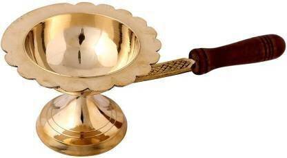 DARIDRA BHANJAN Dhoop Dani Kapoor Aarti Brass / Wooden Handle Kapoor Aarti, Dhoop dani Brass Table Diya