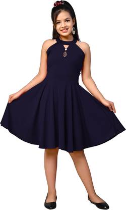 Women Fit and Flare Dark Blue Dress