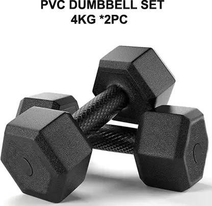 DCS Pro FITNESS (4kg * 2) Dumbbell Set - 1 Pair of Dumbbells - best for Home WORK - OUT Fixed Weight Dumbbell