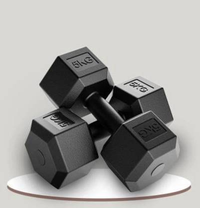 Dee Fit High quality PVC 10kg Hexa Dumbbell each is 5+5kg Fixed Weight Dumbbell