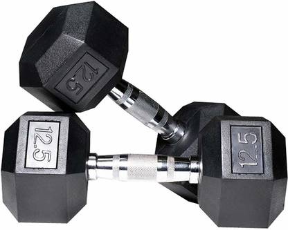 Explode Hexa Dumbbells Pure Rubber (12.5x2=25Kg) Set For Home Gym Workout Fixed Weight Dumbbell