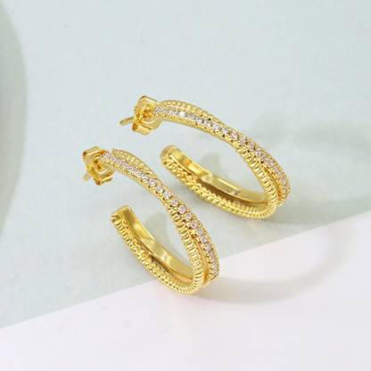 MYKI Pretty Twisted Earrings For Women & Girls Cubic Zirconia Stainless Steel Drops & Danglers