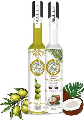 Earth Like Extra Virgin coconut oil / Extra Virgin Olive oil - 500 ml(pack of 2) Coconut Oil PET Bottle
