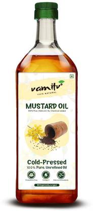 vamitv Cold Pressed Black Mustard Oil | Kachi Ghani Sarso Tel | 100% Pure & Natural Mustard Oil PET Bottle