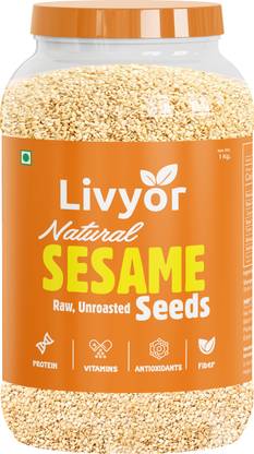 LIVYOR White Sesame Seeds for eating, Raw Till Sesame Seeds