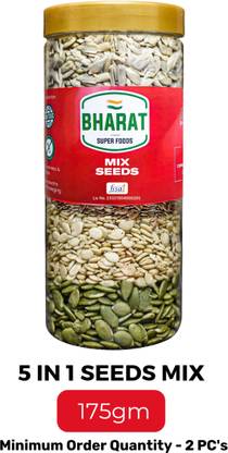 Bharat Super Foods 5 Mix Seeds for Eating – Sunflower, Pumpkin, Flax, Watermelon, Muskmelon Seeds Mixed Seeds