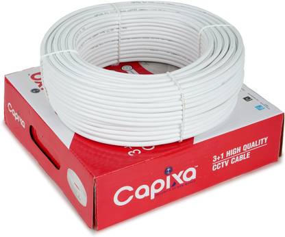 capixa 3+1 CCTV coaxial cable, For High-Speed Audio & video, Pure Copper 23 AWG 1 sq/mm White 90 m Wire