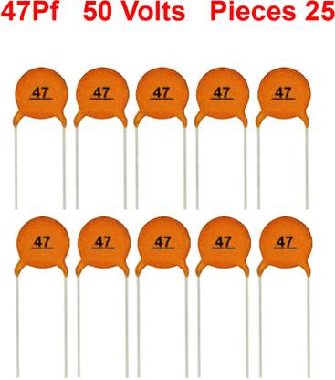 ELPH 25 Pcs 47 pF 50Volts Ceramic Disc Capacitor 0.000047 uF Electronic Components Electronic Hobby Kit
