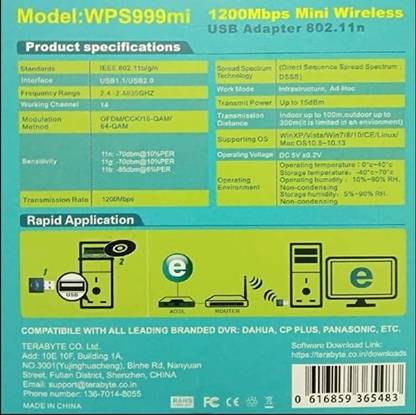 TERABYTE 950Mbps Mini WiFi Dongle Receiver USB Adapter Wifi Wireless Lan Card 802.11n/G/B USB Adapter