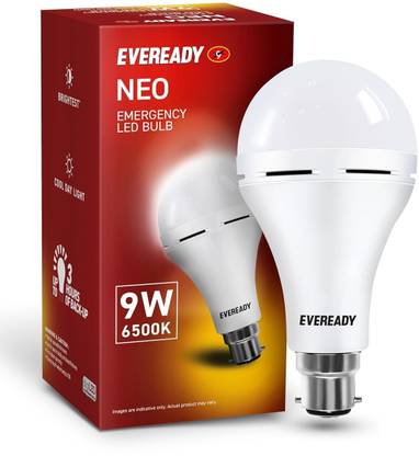 EVEREADY 9W Rechargeable Bulb, Ideal for Powercuts, Energy Efficient 4 hrs Bulb Emergency Light