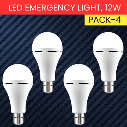 YAROH 12W Rechargeable Inverter LED Bulb with Upto 4H.Power Cut Lighting Pack of_4Y87 4 hrs Bulb Emergency Light