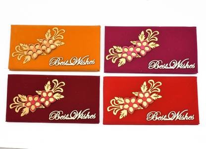 Anand Cards Shagun Money Envelope in Velvet with Laser Cut best wishes Money Envelopes